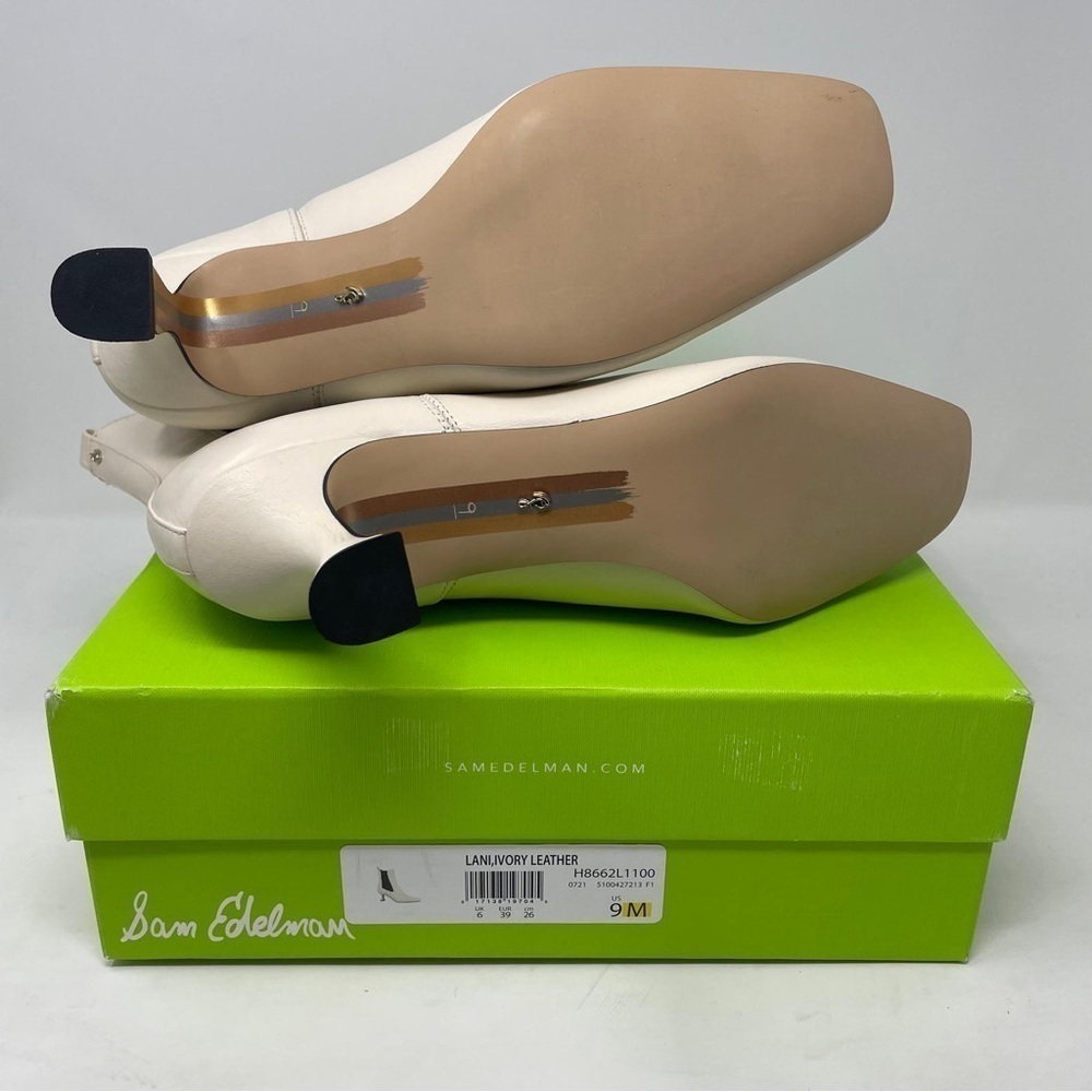 Sam Edelman Lani Kitten Heel Leather Ankle Boots in Ivory - NWT - Picture 11 of 12